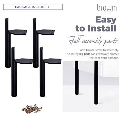 6 inch Metal Furniture Legs, Btowin 4Pcs Modern Tapered Side-Mounted DIY Furniture Replacement Feet Black for Cabinet Dresser TV Stand Coffee Table by Btowin - Image 4
