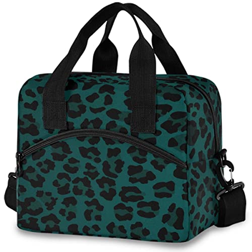 MNSRUU Insulated Lunch Bag Leopard Print Turquoise Lunch Bag Women Lunch Tote Men Lunch Cooler Bag Reusable Leakproof Lunch Box For Work School