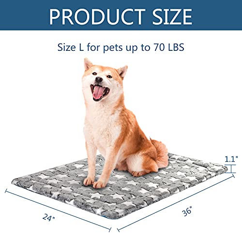 Kroser Fancy Dog Crate Pad Dog Bed Mat Reversible (Cool & Warm), Dog Bed Pad With Machine Washable, Dog Crate Mat For Small To Xxx-Large Dogs, Grey, Navy, Star Pattern #TOP6
