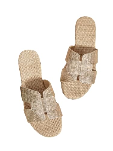 Verdusa Women's Cut Out Flat Sandals Open Toe Summer Sandals Slip On Slides