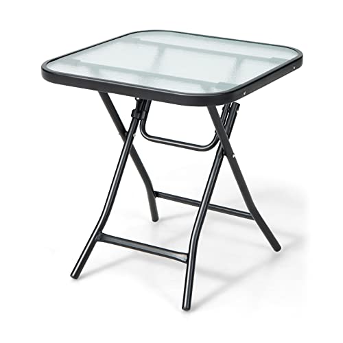 LIFEZEAL Table Carrée Pliante Bistro de Jardin, 46,5 x 46,5 x 42,5 CM, Table de Salle à Manger...