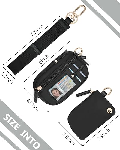Image of Wallet Wristlet for Women, RFID Wallet Keychain with Dual Pocket | Nylon Wristlet Wallet with Coin Purse, ID Window, Card Holder and Small Wallet Design
