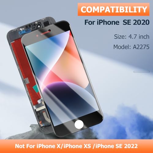 AGCUT Bildschirm für iPhone 8 / SE 2020 LCD Display für iPhone 8 A1863 A1905 A1906 LCD Screen für iPhone SE 2020 A2275 A2296 4,7 Zoll Bildschirm Ersatz Digitizer Assembly + Reparatur, Schwarz Incell
