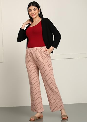 Image of Alan Jones Clothing Women's Straight Fit Mid Rise Solid Stretch Waffle Straight Pants