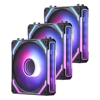 Redragon GCF012 Reverse 120mm PC Case Fan, Daisy-Chain Connection, 5V 3Pin ARGB Lighting, 4 Pin PWM Case Fan, for Radiator/Computer Case Cooling, 120x120x25mm, 3 Pack, Black