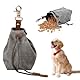 Shengxi Hundefuttertasche Tragbare, Leinwand Leckerlibeutel für Hunde mit Kordelzug, Hundefutterbeutel mit Metallhaken für Haustiertraining Spazierengehen Reisen (Grau)