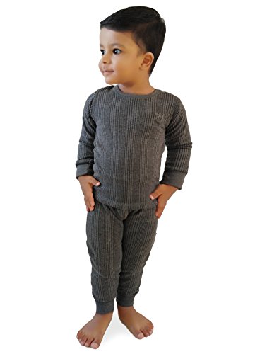 Image of HAP Kings Round Neck Grey Melange Winter Thermal Set of Top Trouser /Thermal for Boys and Girls /Kids Thermal Set