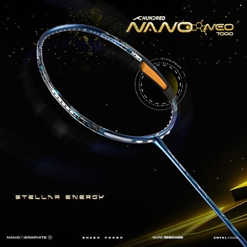 Image of Hundred Nano Neo 7000 (5U) Unstrung Badminton Racket with Full Cover | 79 Grams | Maximum Tension ≤32 lbs (Ocean /Black)