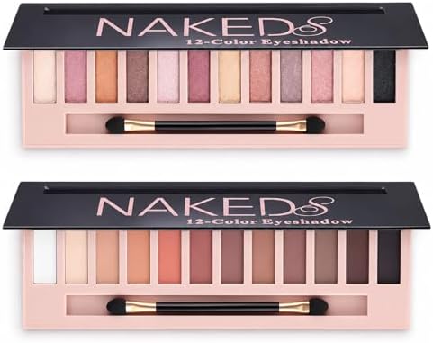 2 Pack 12 Colors Eyeshadow Palette, Shimmer & Matte Nude Eye Shadow Makeup