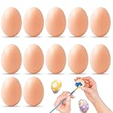 12 Stück Echte Ausgeblasene Hühnereier zum Bemalen – DIY Bastelset für Osterdeko mit Aufhängeloch – Nachhaltige Natur-Ostereier für Frühlingsdeko Innen