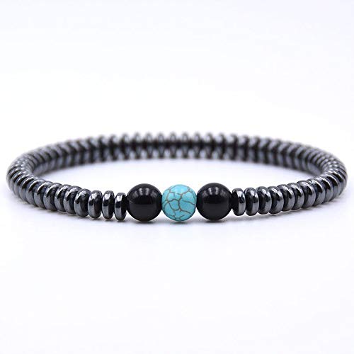 EDMIRIA Natural Hematite & Turquoise Black Onyx Semi Precious Stones Charm Reiki Chakra Crystal Fengshui 6mm Gemstones Beads Stretchable Bracelet for Men and Women (B0859WWJTM) Amazon Price History, Amazon Price Tracker