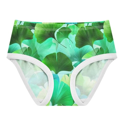 Joisal Girls Underwear Toddlers 2t Cotton Little Girl Panties Flower Briefs Girls Undies Vibrant Ginkgo Leaves Green