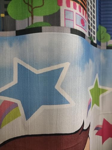 Image of 3D Printed Dora Theme School Curtains for Kids Room /Playschool Window Curtains, 4x9 feet Set of 3 pcs
