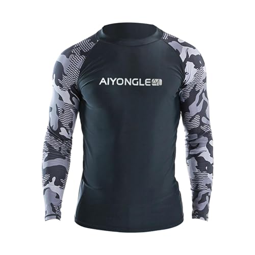 Camisa de natación para hombre, traje de surf, camiseta de agua, secado rápido, ajuste cómodo, poliéster suave, protección solar, manga larga, adecuada para natación y surf, XXXL
