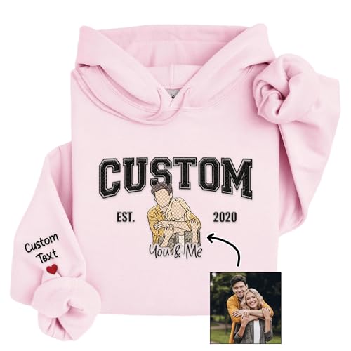 Custom Embroidered Sweatshirt – Upload Your Picture for Couples, Family, or Friends – Style 14