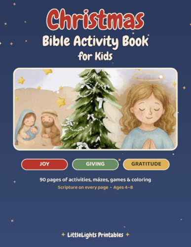 Christmas Bible Activity Book for Kids: 90 Pages of Christian Christmas Fun — Joy, Giving & Gratitude Activities, Mazes, Coloring Pages & Scripture for Ages 4–8 image 2
