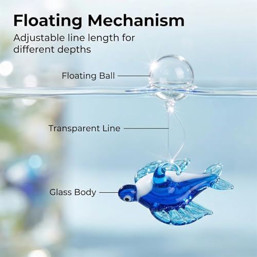 Image of Hand Blown Glass Fish Figurines with Floats, Set of 3 Small Tropical Sea Animal Decor (B)