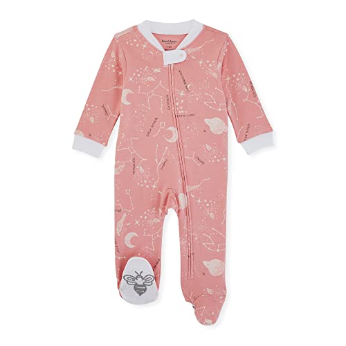 Image of Burt's Bees Baby Girls Pajamas, Sleep and Play Loose Fit, 100% Organic Cotton Soft One-piece PJs, Sizes NB to 6-9 Months