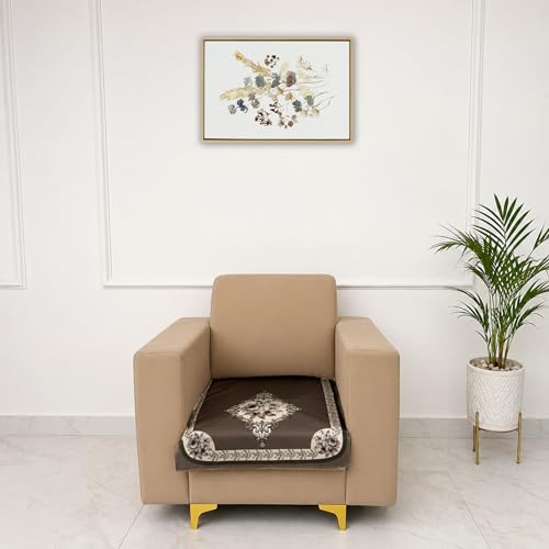 Image of Homerz Premium Waterproof Jasmine Joe Sofa Seat Cover - Floral Printed Sofa Protector | Non-Slip, Washable & Durable Sofa Protector (Coffee, 1 Seater)