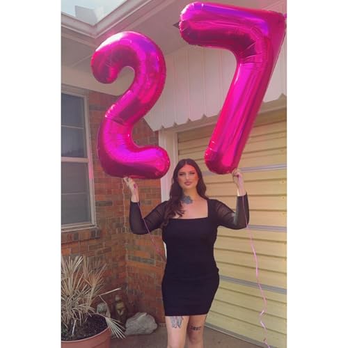 Image of Hot Pink Number 7 Balloon 40 Inch, 7th Birthday Party Decorations, Giant 7 Foil Balloon for Party Supplies
