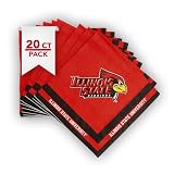 Desert Cactus Illinois State University Disposable Napkins Redbirds ISU 20 Count 2 Ply 13 inch Dinner Square for Tailgates, Graduation, Party and Game Day Tableware Decoration (Design A)