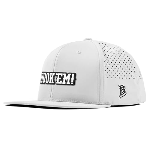 Branded Bills Officially Licensed x Texas Longhorns White Flat Performance Vintage Hook'em Horns