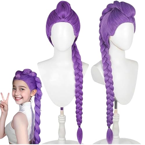 Koreanpop Dämon Kostüm Perücke Erwachsene, Hunter Cosplay Costume Wig Kinder, Anime Jäger Popsänger Idol Haarteil Mädchen Kinder für Karneval Halloween Party