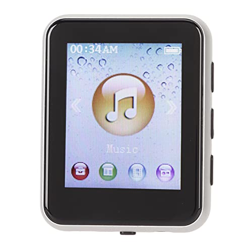 1.8in Full MP3 Player, Bluetooth 5.0 Music Player with 8GB Body ROM, Support TF Card Expansion, Built in FM Radio, Pedometer (Silver)