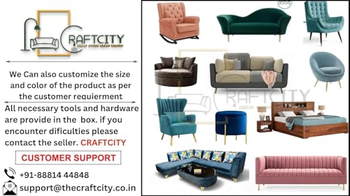 Image of CRAFTCITY 2 Seater Pumpkin Sofa /Loveseat with Accent Pillows |Living Room Couch