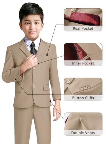 image for YuanLu Kids' Toddler Suits Size 6 Boys Champagne Suit for Wedding Prom