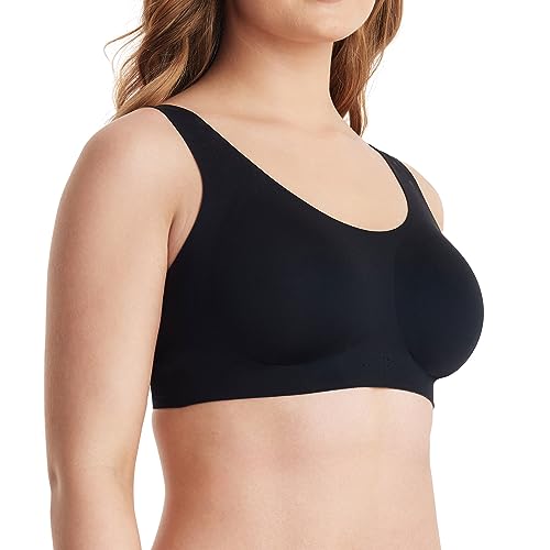 Momcozy Seamless Comfort Bra, Wireless Full-Coverage Everyday Wear, Invisible All-Day Support Black