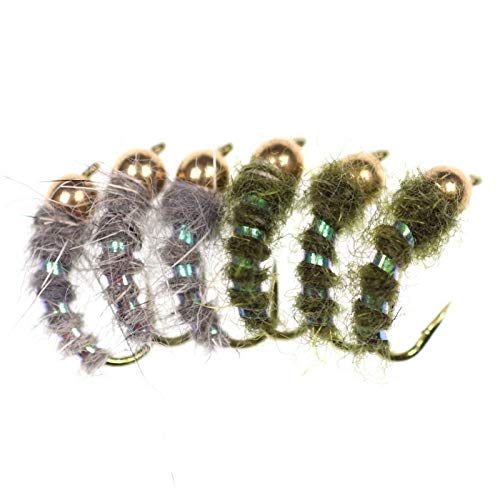L-MEIQUN, 6pcsFishing Baits Hooks Copper Beads Head Lure Tackle Tools Fishing Tackle Lifelike Fake Flies Trout Fly Fishing Fishing Lure