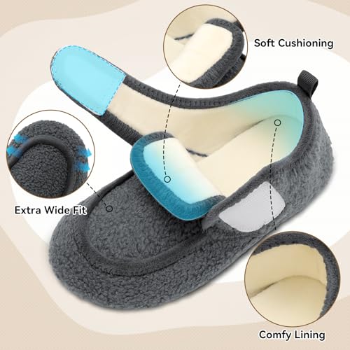 BARERUN Womens Mens Slippers Diabetic House Slippers for Women Men Wide Indoor Slip on Barefoot Adjustable Orthopedic Neuropathy Arthritis Edema Plantar Fasciitis Slipper Socks2