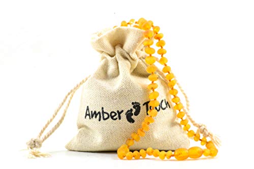 RAW Amber Necklace (Unisex) 13 inch. Unpolished Natural Amber from Baltic Region (honey)
