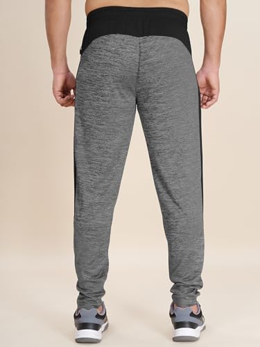 Image of TECHNOSPORT Men's Melange Slim Fit Techno Dry Trackpants Drawstring 2-Pocket Polyester Joggers for Gym Running Workout UPF50+ Anti Odour