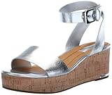 Franco Sarto Womens Presley Platform Wedge Sandal Silver Metallic 7.5 M