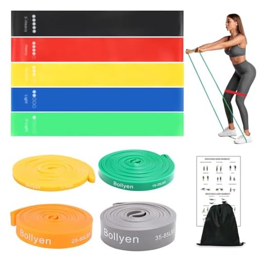 Bollyen Resistance Bands, 9 set Exercise bands for Men & Women, Loop Bands & Pull up Bands Idea for Home Gym Workout, Training Yoga Stretching for Men & Women, Training Poster and Carry bag Included