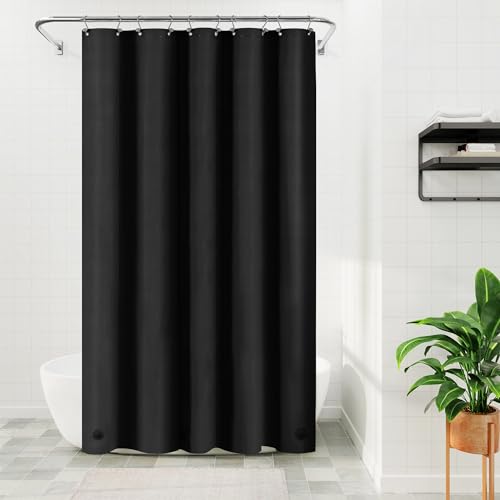 Image of Barossa Design 54W x 78H Stall Shower Curtain Liner Black - Waterproof Lightweight PEVA Plastic Shower Liner with 3 Magnets & Metal Grommets - Black