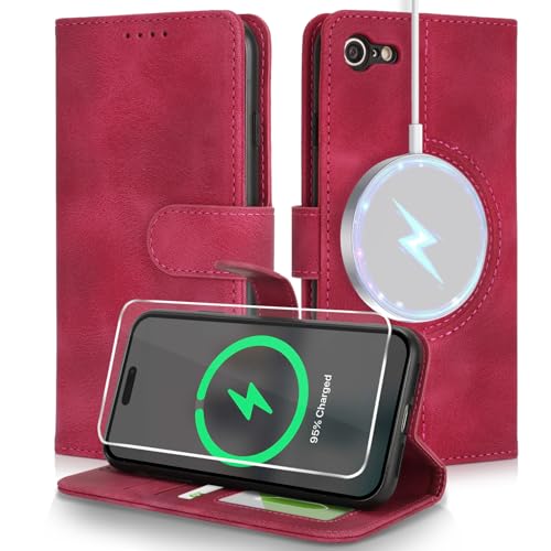 SunYoo �A�C�t�H�� for iPhone SE 2022 / SE 2020 �P�[�X �蒠�^ Magsafe �[�d�Ή� 2�������K���X�t�B�����Z�b�g for iPhone 8 7 �P�[�X ���z�^ �J�o�[ Case Cover �g�уX�}�z�J�o�[ �J�[�h