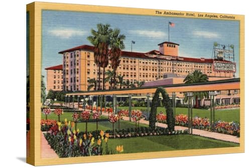 ART.COM Stretched Canvas Print Los Angeles, California - View of the Ambassador Hotel by Lantern Press, 24" x 16"
