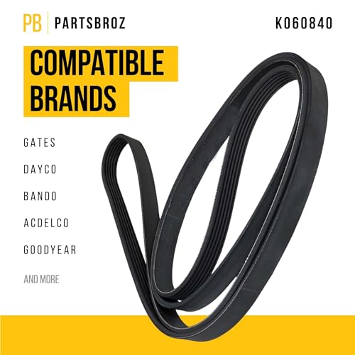 PartsBroz K060840 Micro-V Serpentine Drive Belt - Compatible with Gates Dayco Bando ACDelco Goodyear Continental MasterPro - Replaces 14-0839-4, K8406, JK6-846, 6K840, 5060840DR, 6PVK2135, 840K6 - Thumbnail 2