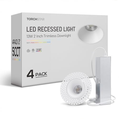 TORCHSTAR LED 2 Inch 13W 5CCT Recessed Lights with J-Box,