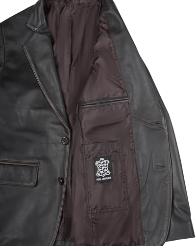 Image of Decrum Lambskin Leather Blazer for Men - Genuine Leather Sport Coat for Formal & Business Casual