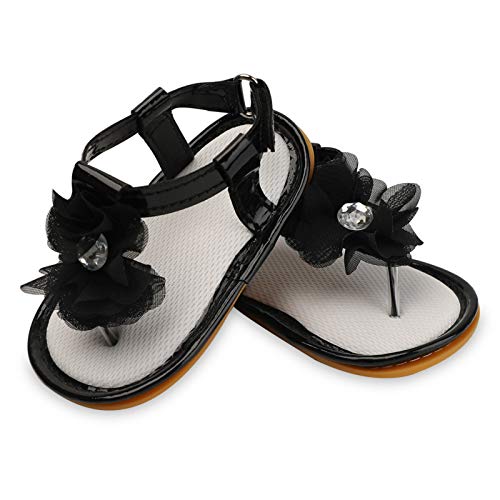 Akingio Infant Baby Girls Boys Sandals Rubber Soft Sole T-Strap Toddler First Walker Crib Summer Beach Shoes Black 11Cm #TOP3