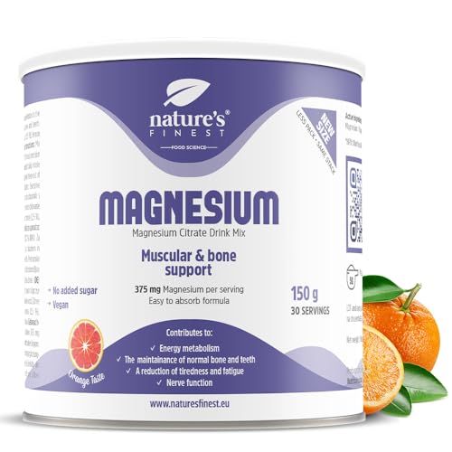 Nature's Finest by Nutrisslim Magnesium Citrate Powder 150 g - 375 mg per Dose, 30 Servings - High Absorption Magnesium Drink for Sleep, Muscle Relaxant, Stress Relief - Natural & Vegan
