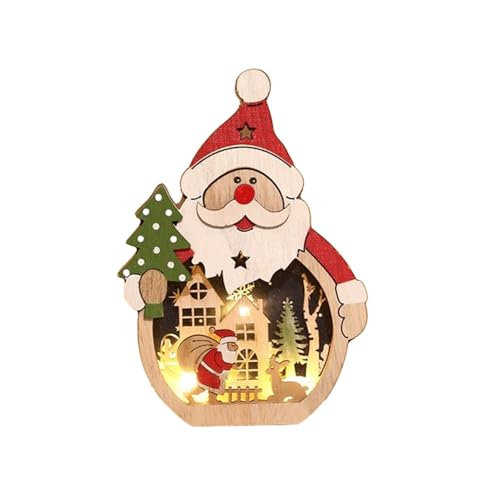 LED Light Up Wooden Santa Claus - Christmas Decorations for Home - Indoor LED Wooden Decor