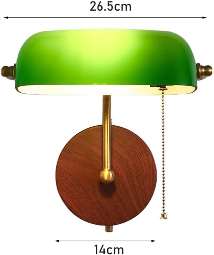 Lampe De Bureau De Banquier En Verre Vert Avec Interrupteur à Chaîne à