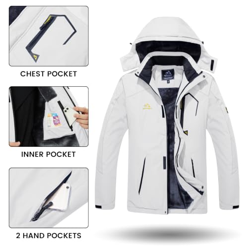 Image of TACVASEN Men's Winter Skiing Jackets Water Resistant Fleece Coats Insulated Thermal Snowboard Jacket Parka Raincoat with Hood