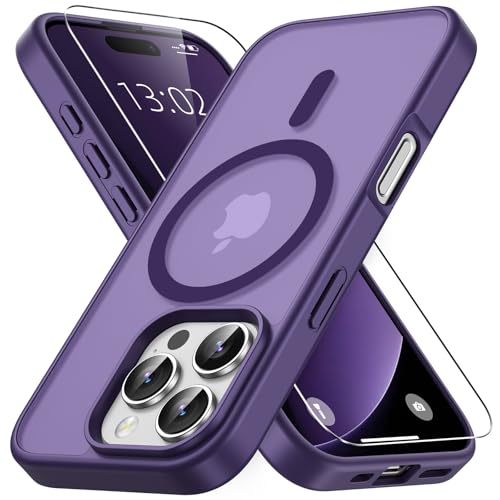 Coque iPhone 16 Pro Max translucide violette avec protège-écran
