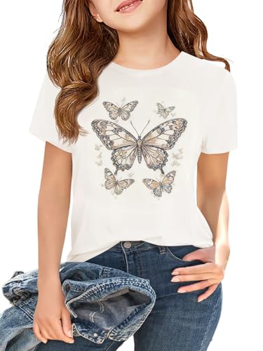 Image of Girls Short Sleeve T Shirts Kids Summer Tops Crewneck Tees 5-14 Years